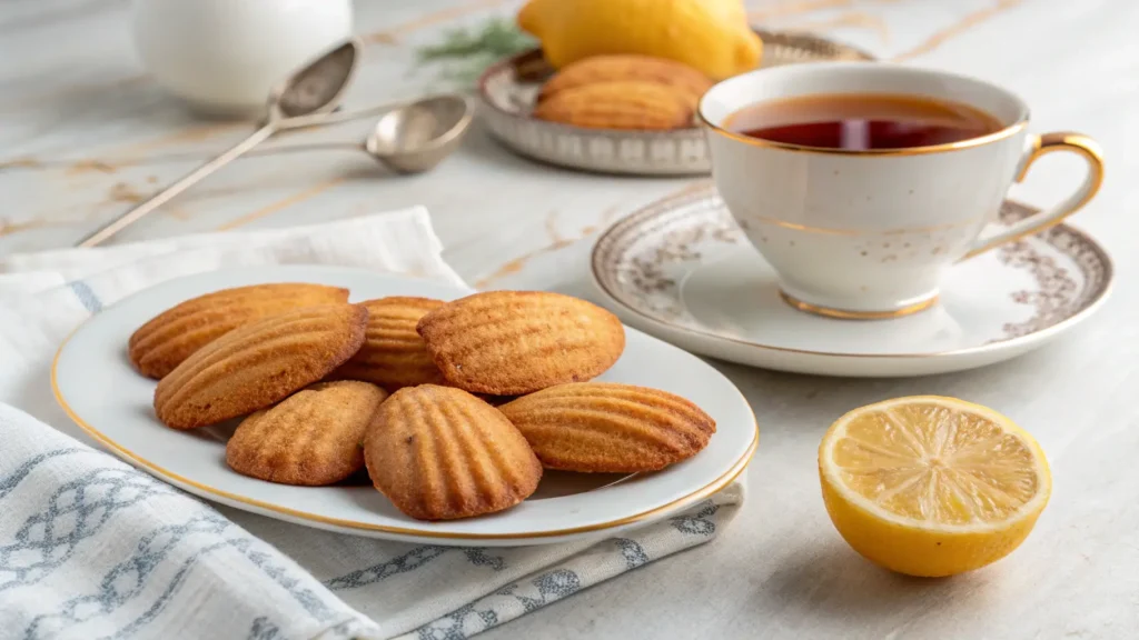 Madeline cookies served with tea