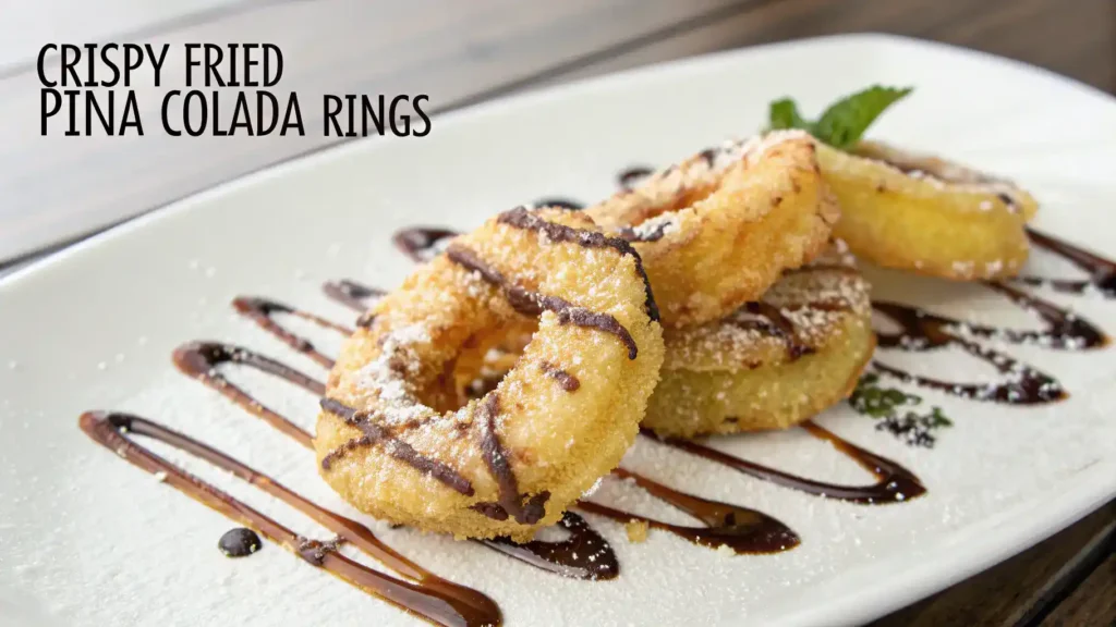 Plated Crispy Fried Piña Colada Rings