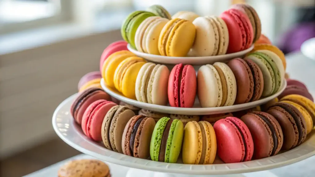 Colorful macarons on a plate