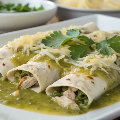 Delicious Green Chili Chicken Enchiladas.