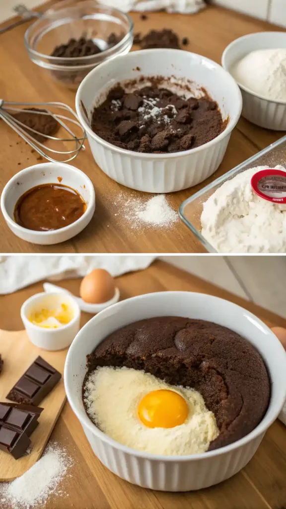 Step-by-step process of making Decadent Air Fryer Chocolate Lava Cakes