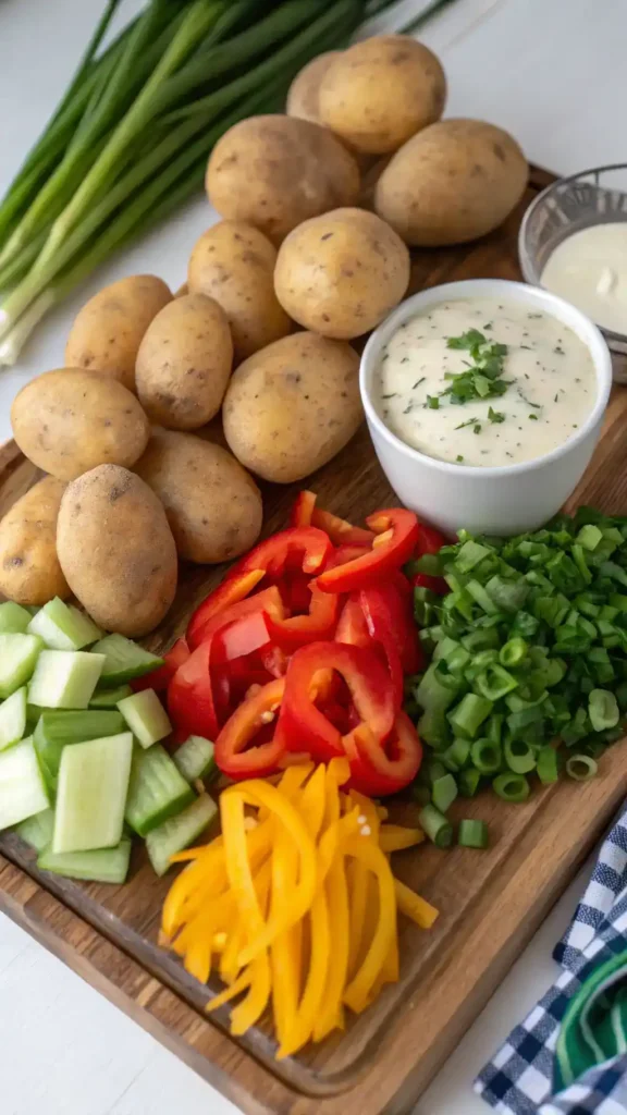 Step-by-step process of making ozette potato salad.