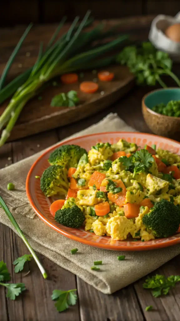Delicious Broccoli and Carrot Scrambled Eggs
