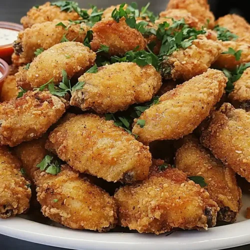 Crispy Costco Chicken Wings served with dipping sauces