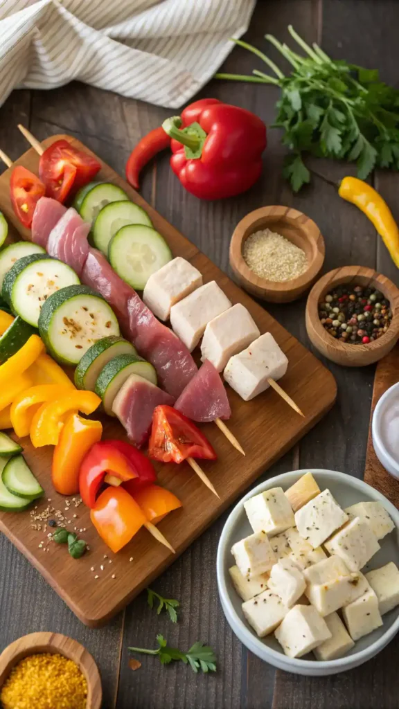 Ingredients for juicy kebabs