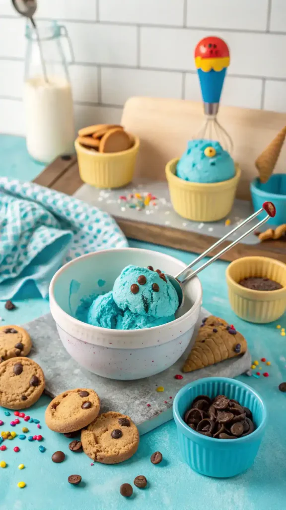 Making Cookie Monster Ice Cream