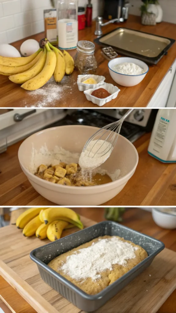 Making Hawaiian banana bread