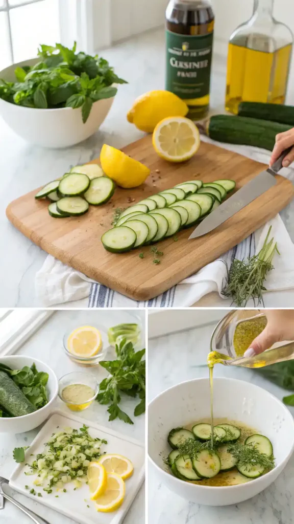 Preparing Lemon Cucumber dish