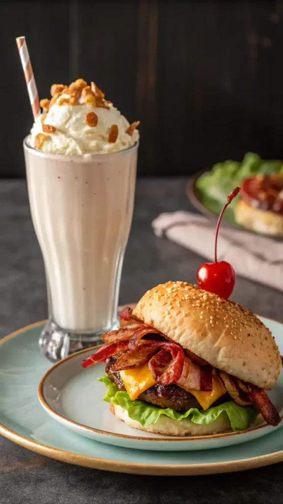Delicious homemade Steak 'n Shake burger and milkshake