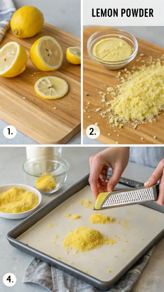 Making True Lemon powder from fresh lemons.