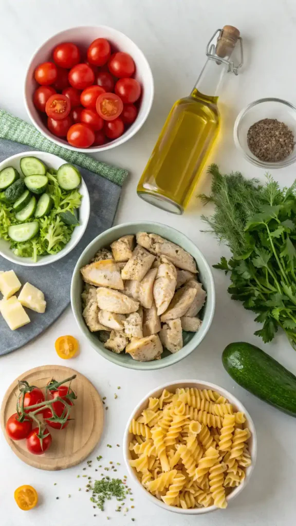 Ingredients for Chicken Pasta Salad