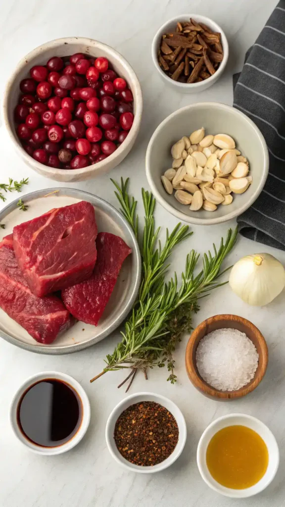 Ingredients for Cranberry Balsamic Glazed Beef Roast