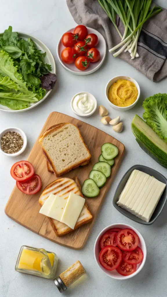Ingredients for halloumi sandwich