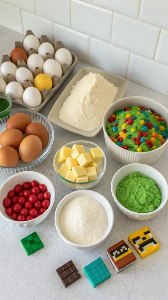 Ingredients for Minecraft Cake