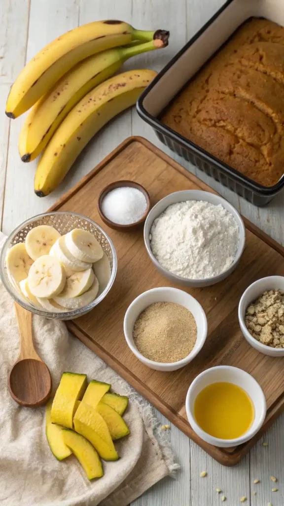 Ingredients for moist banana bread