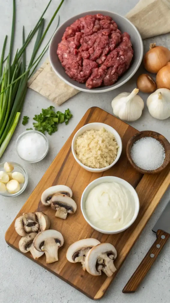 Ingredients for Salisbury Steak with Mushroom Gravy