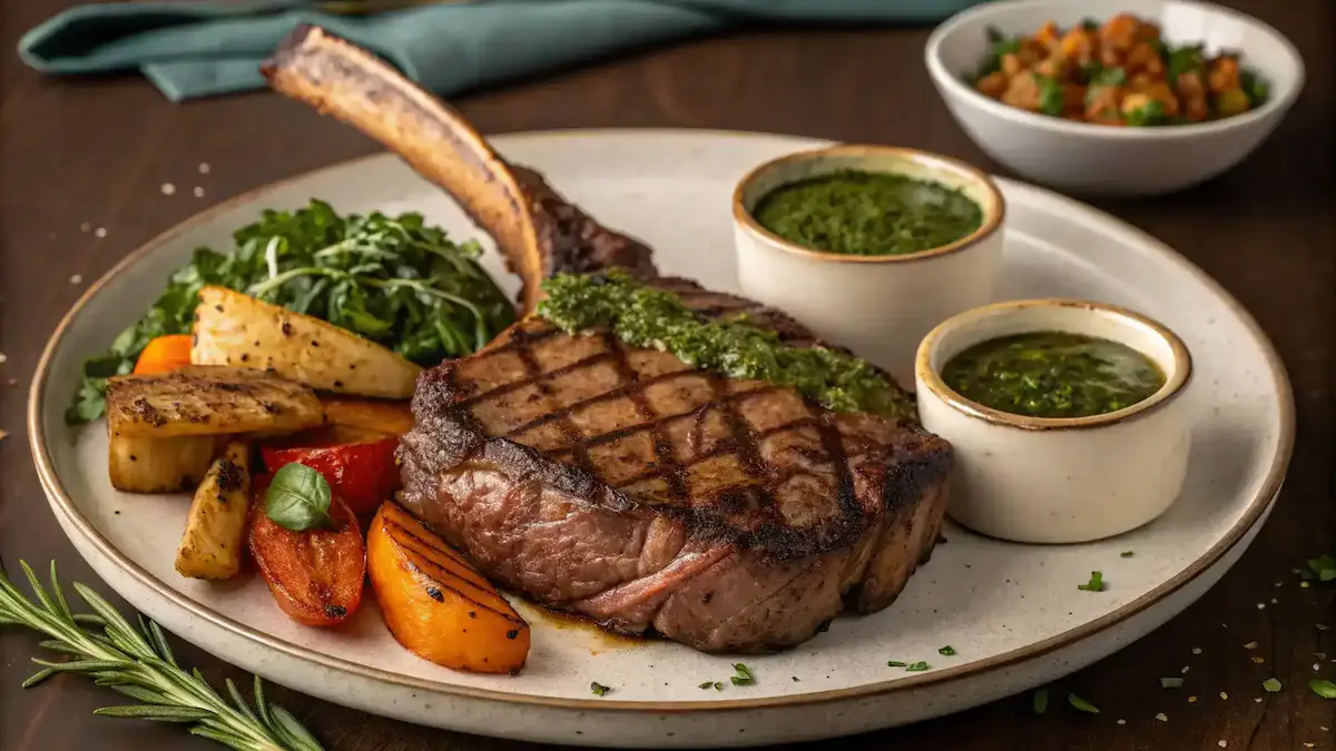 Tomahawk Steak with sides