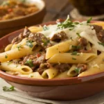 Delicious Cheesy Penne with Garlic Butter Ground Beef