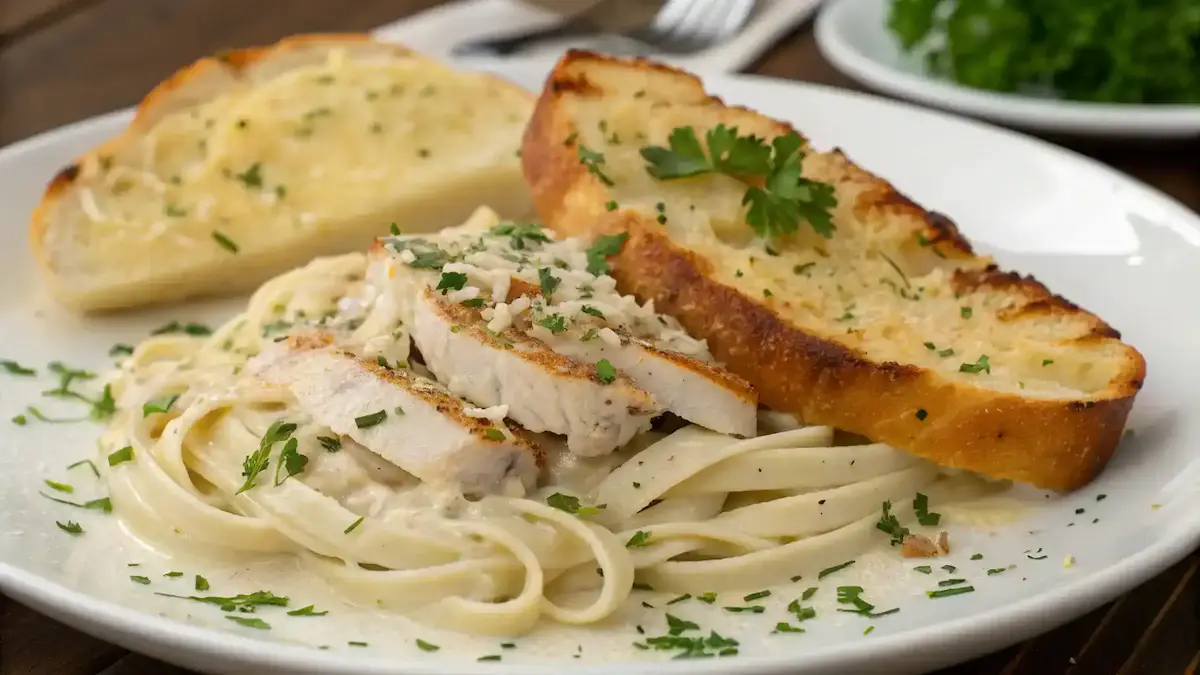 Delicious Chicken Alfredo Garlic Bread