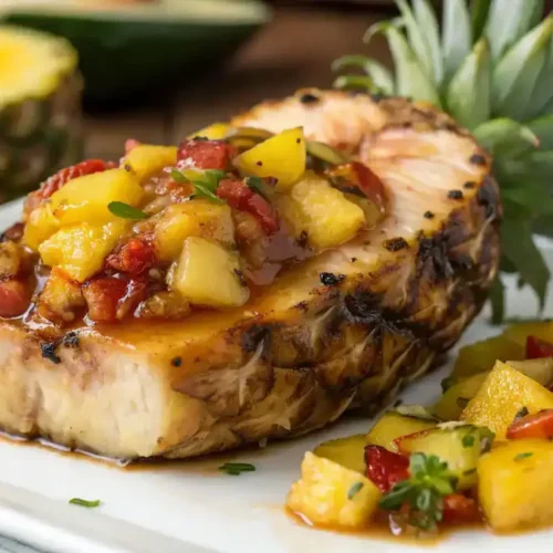 Close-up of Pineapple Stuffed Teriyaki Chicken