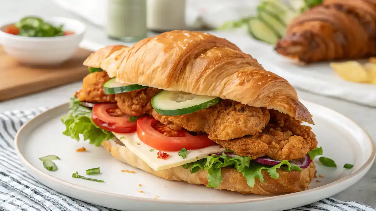 Finished Crispy Chicken Croissant Sandwich