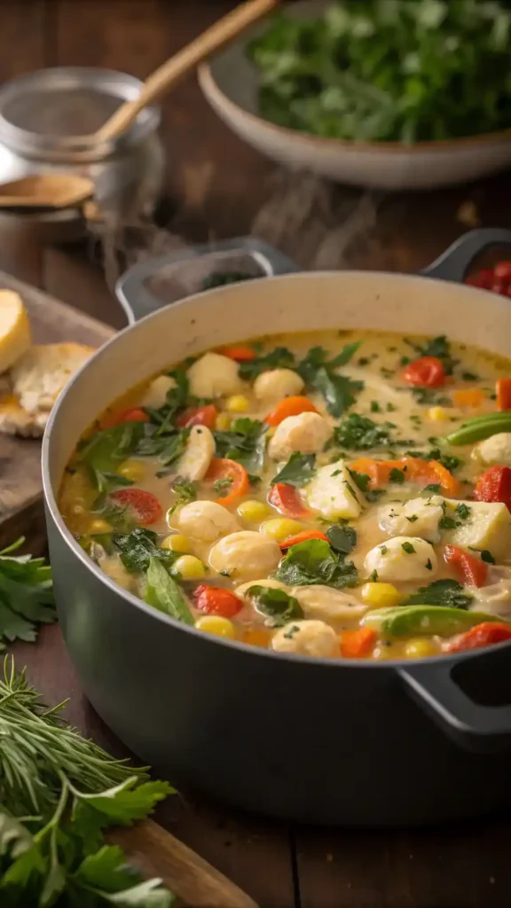 Chicken Gnocchi Soup in a pot