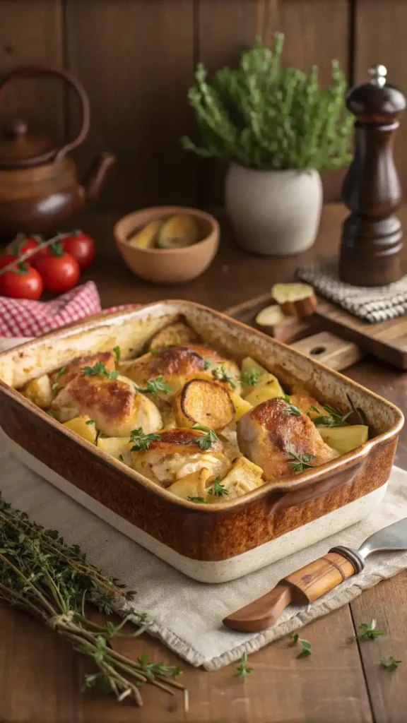 Chicken and Potato Bake ready to serve