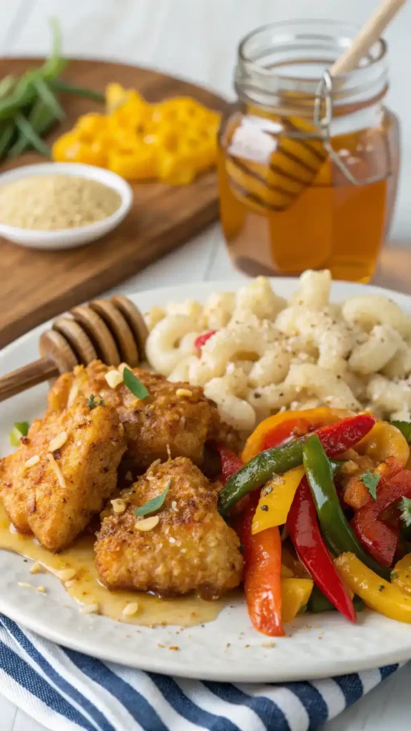 Honey Pepper Chicken with Creamy Macaroni & Cheese