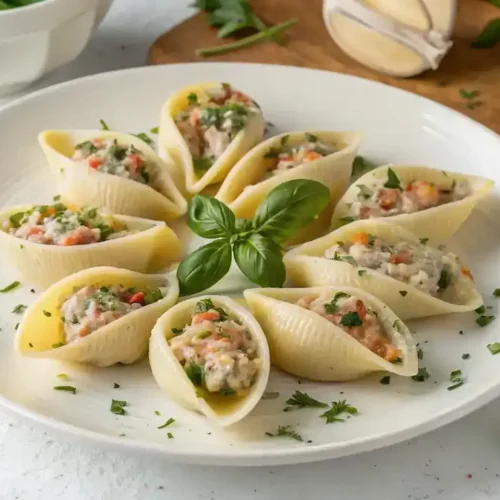 Plated Seafood Stuffed Shells