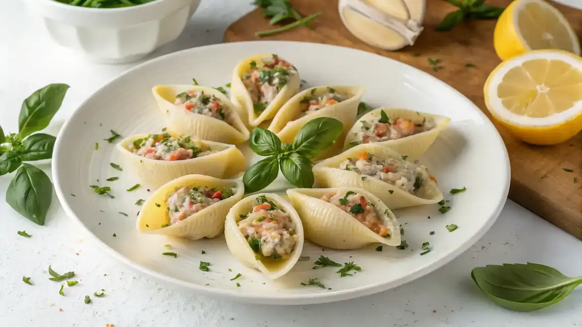 Plated Seafood Stuffed Shells