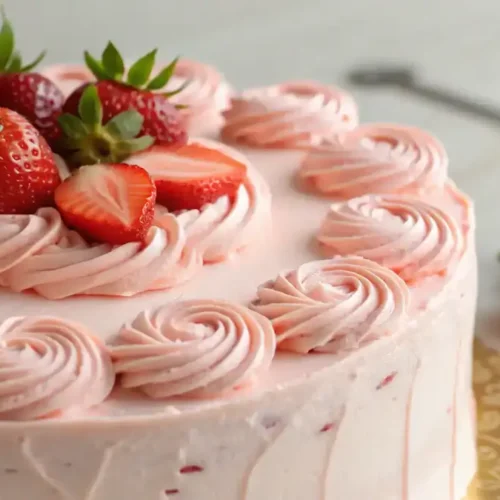Cake with Strawberry Cream Cheese Frosting