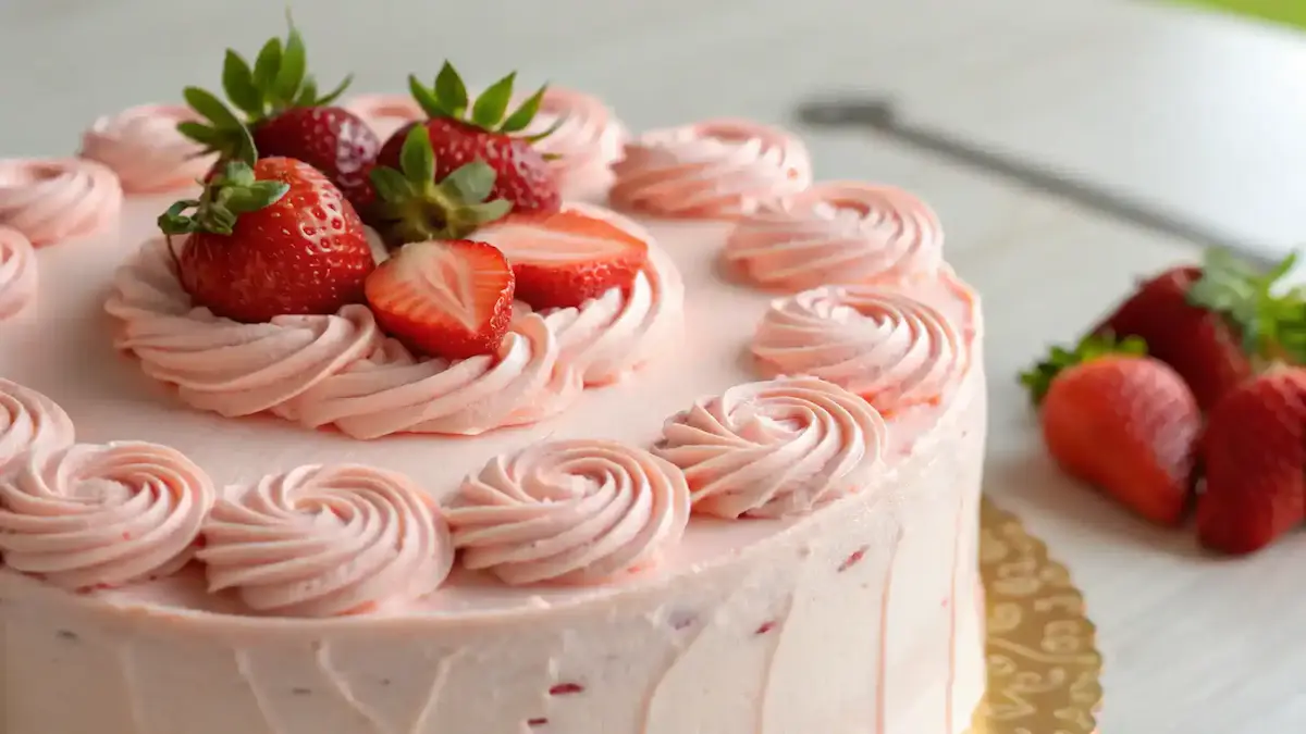 Cake with Strawberry Cream Cheese Frosting
