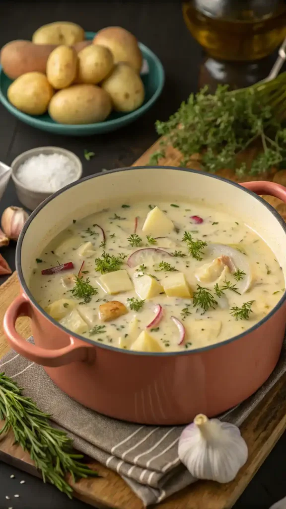 Homemade Potato Soup in a pot