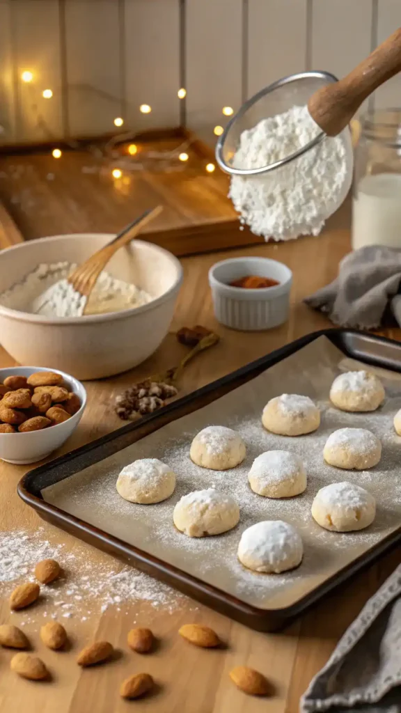 Baking almond snow cookies