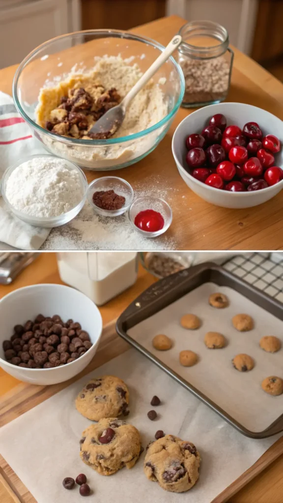 Making Chocolate Cherry Cookies
