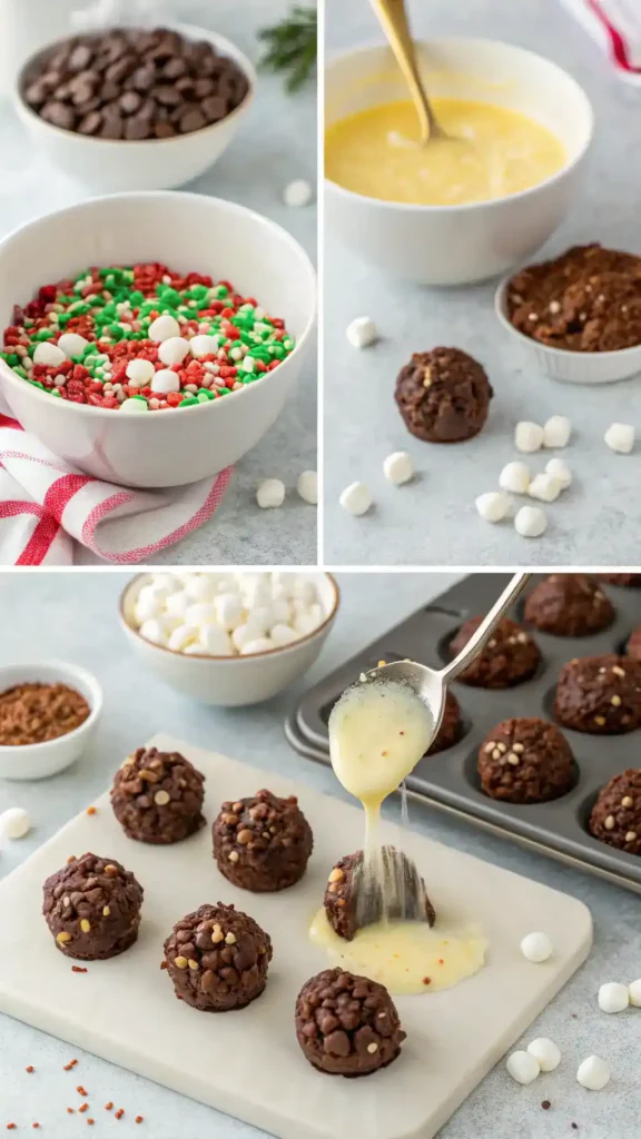 Making Christmas Chocolate Rice Krispie Balls