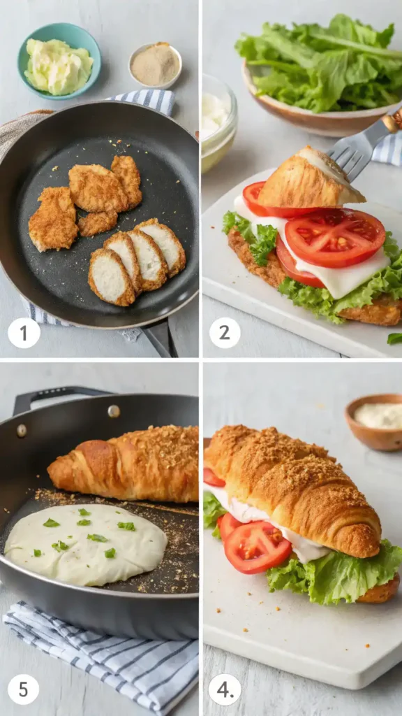 Making a Crispy Chicken Croissant Sandwich