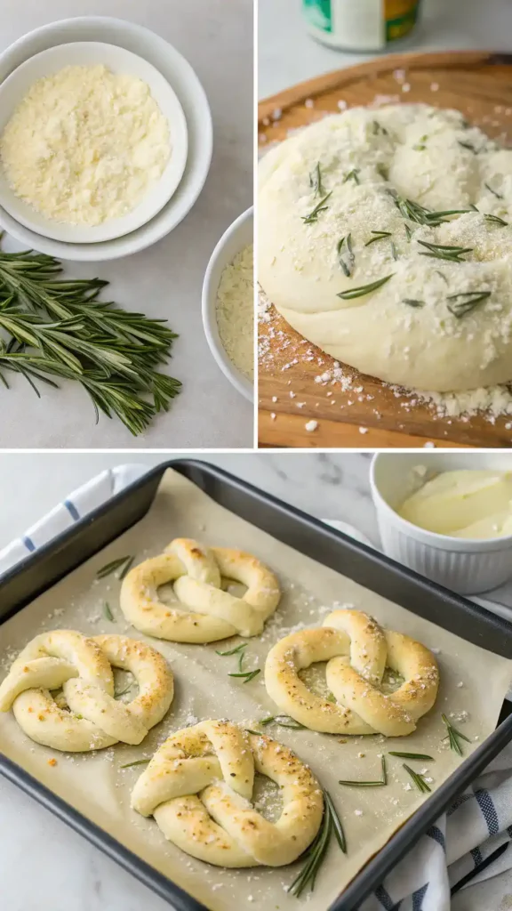 Making Mozzarella-Stuffed Rosemary Parmesan Soft Pretzels