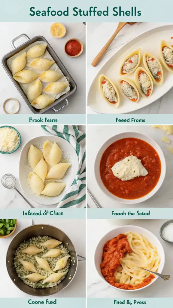 Cooking process of Seafood Stuffed Shells