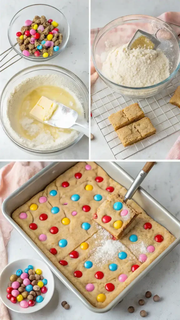 Making Valentine’s Day M&M Cookie Bars