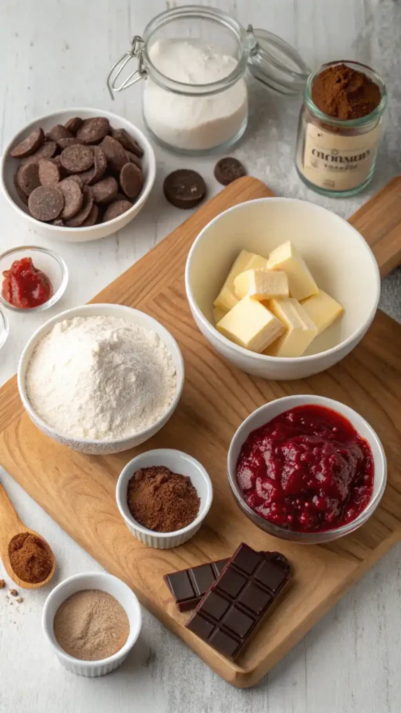 Ingredients for Chocolate Thumbprint Cookies