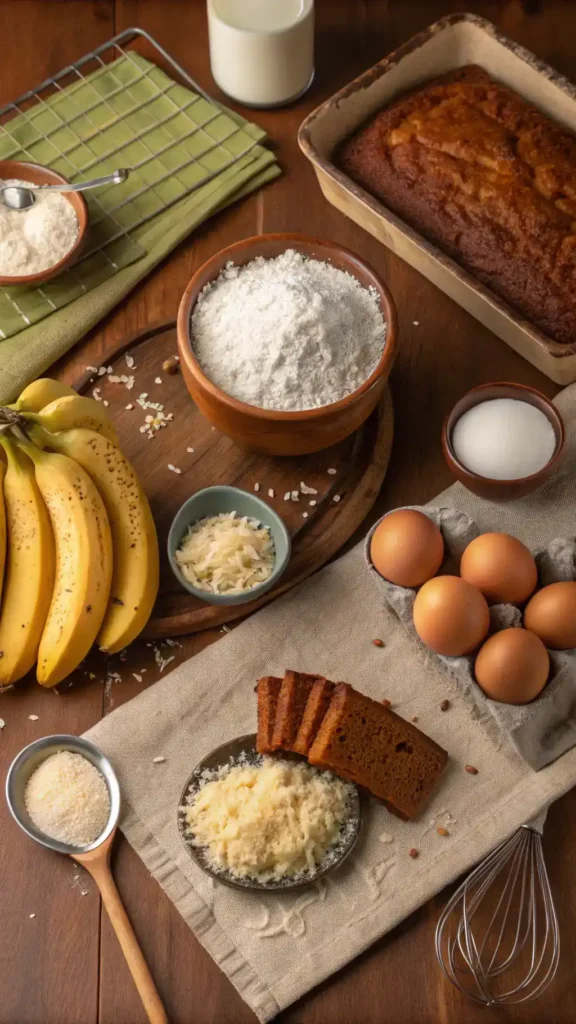 Ingredients for Hawaiian Coconut Banana Bread