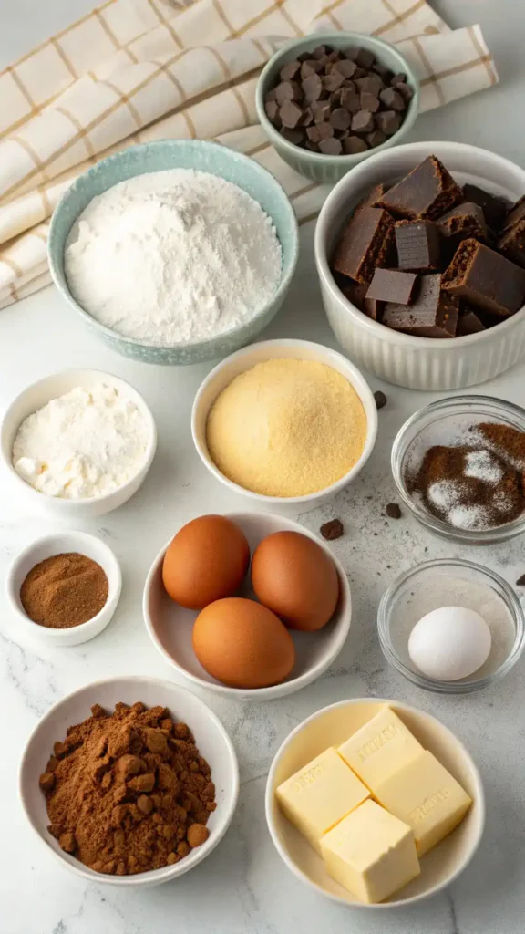 Ingredients for Lunch Lady Brownies