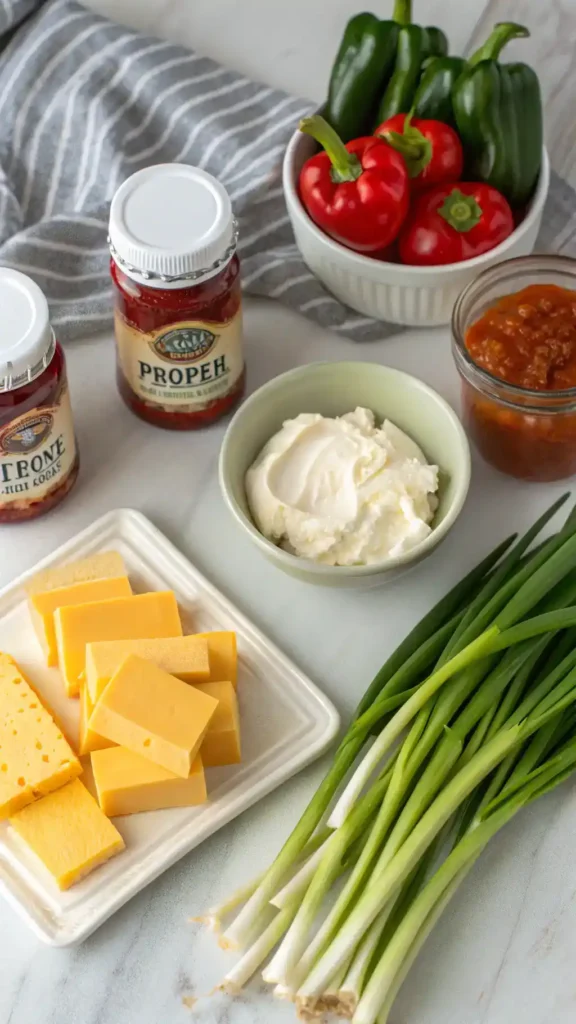 Ingredients for Pepper Jelly Cheese Dip