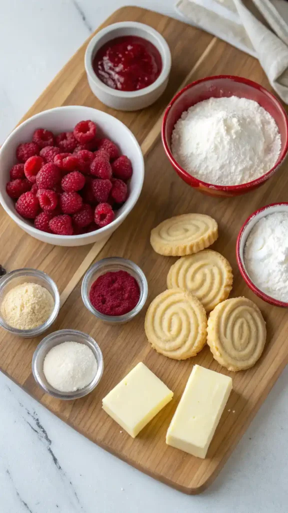 Ingredients for Raspberry Swirl Shortbread Cookies