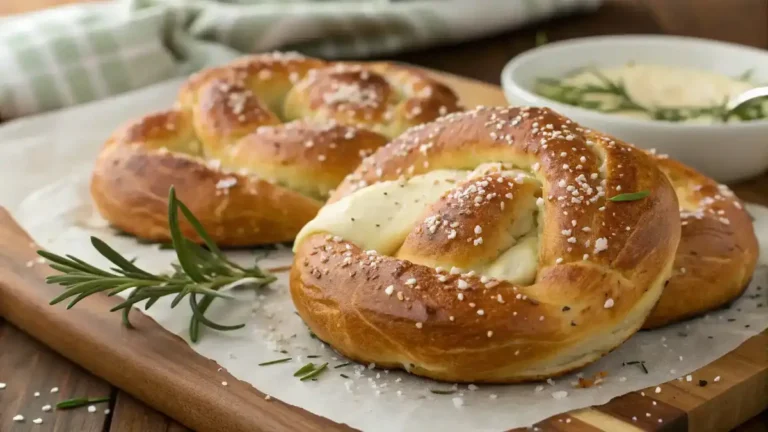 Freshly Baked Mozzarella-Stuffed Rosemary Parmesan Soft Pretzels