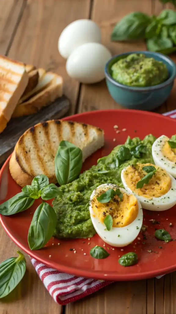 Delicious Pesto Eggs served with toast