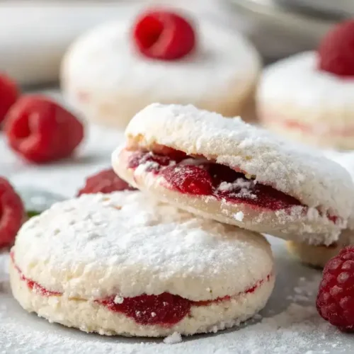 Raspberry-Filled Almond Snow Cookies