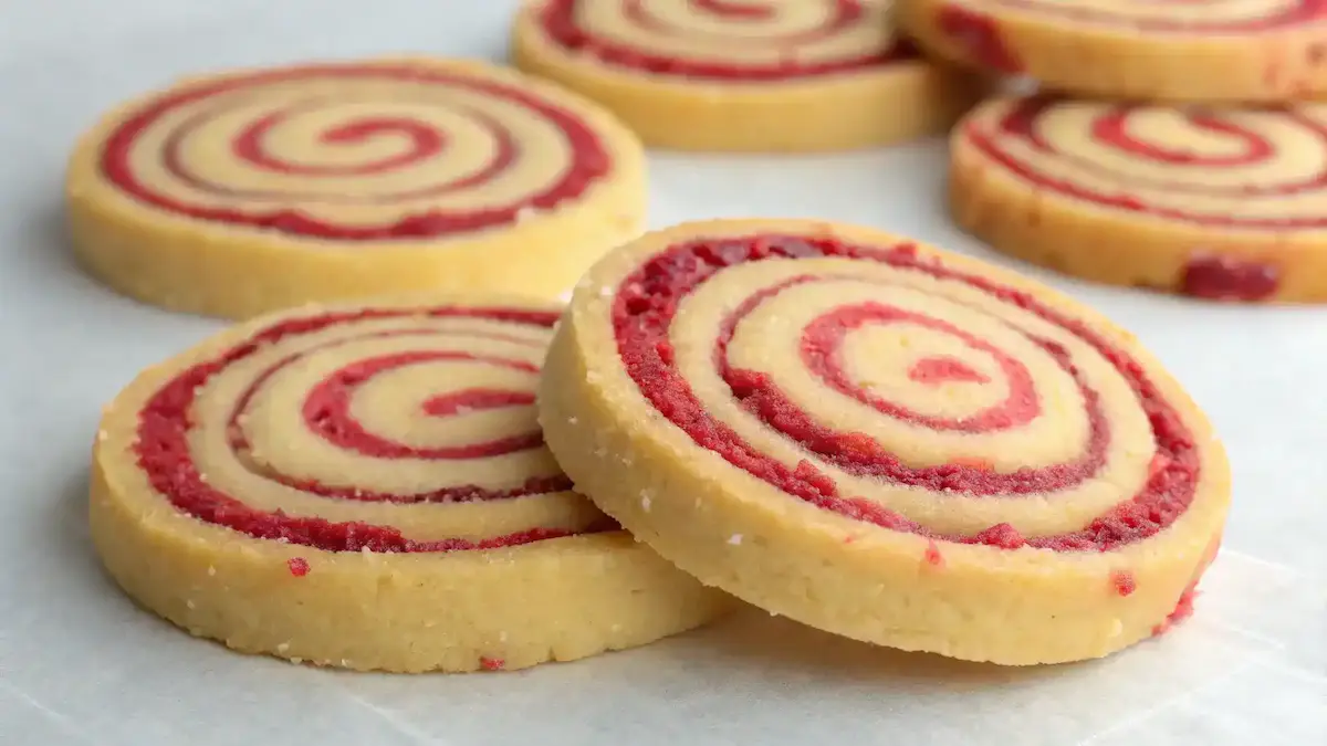 Freshly Baked Raspberry Swirl Shortbread Cookies