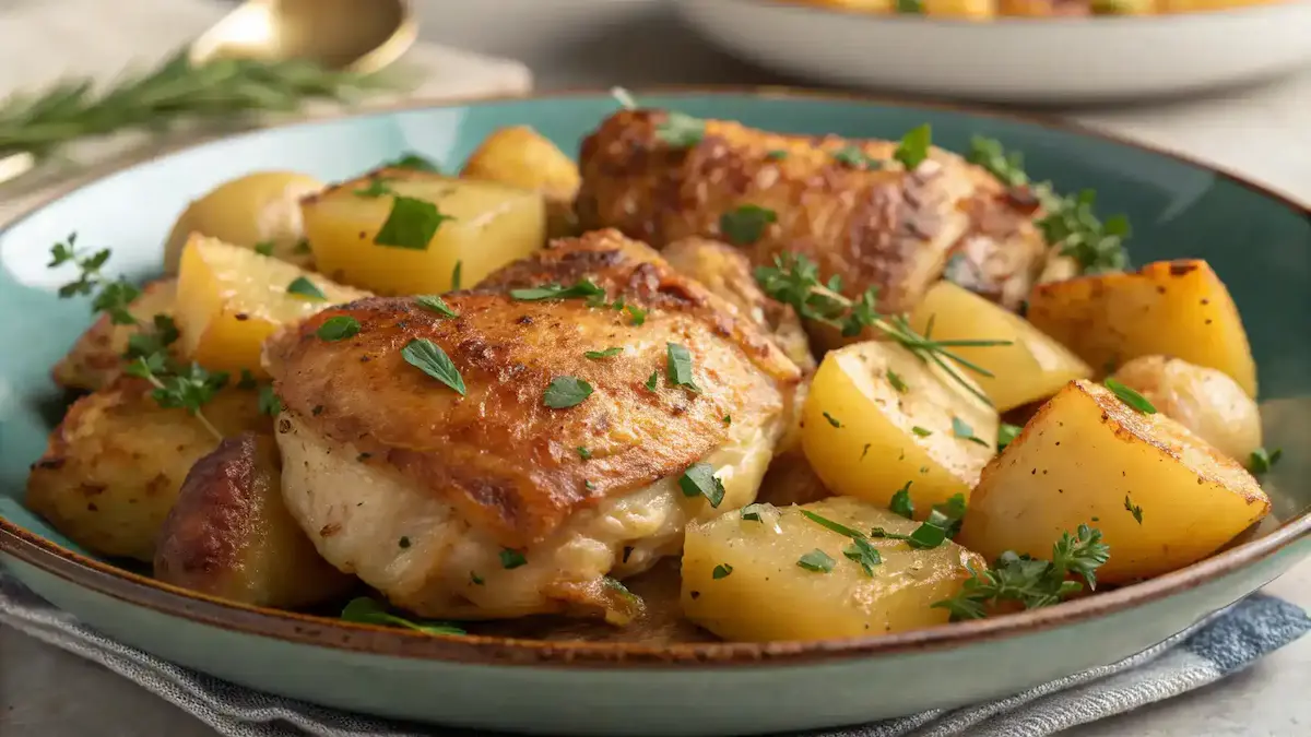 Serving of Chicken and Potato Bake